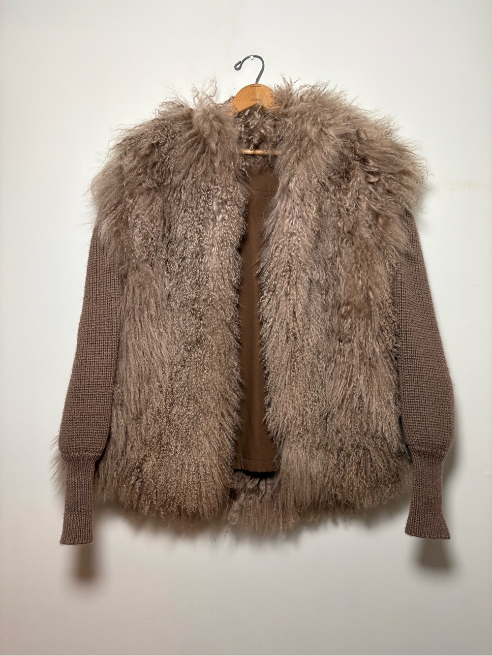 Vintage Misty Harbor Curly Lamb Fur Jacket Detachable Sleeve Convertible Vest M